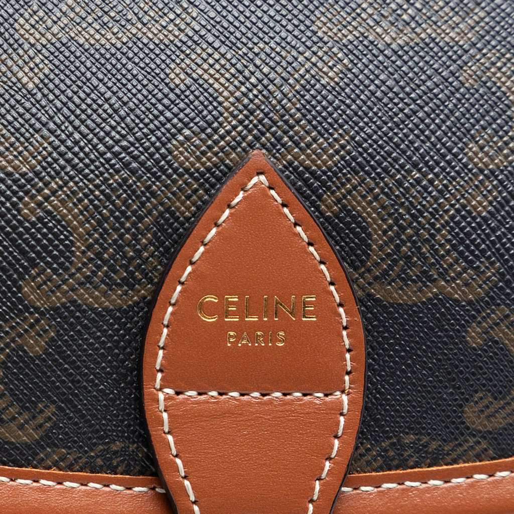 Celine Medium Triomphe Coated Canvas Folco Crossbody Brown Very good condition - Box View