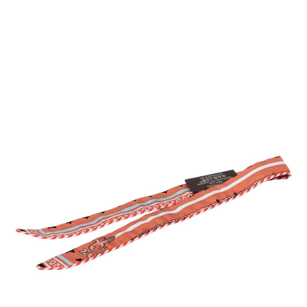 Hermès Candy Doll Silk Twilly Scarf Orange Never worn - Back View