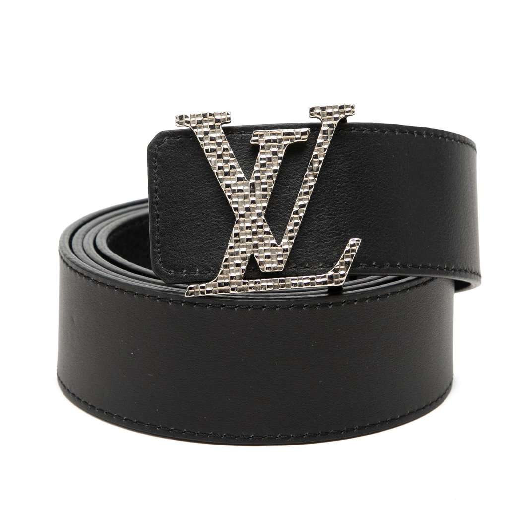 Louis Vuitton Calfskin LV Mosaic Belt Black Leather Very good condition - Front View