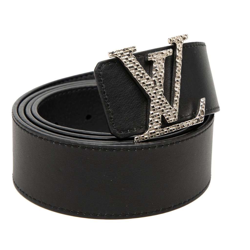 Louis Vuitton Calfskin LV Mosaic Belt Black Leather Very good condition - Model View