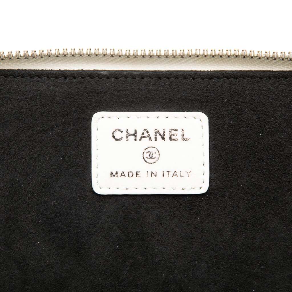 Chanel Large Quilted Lambskin Top Handle Jewelry Box With Chain White Leather Very good - Box View