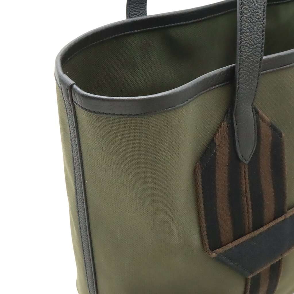 Hermès Toile Militaire and Clemence Pursangle Tote Green Very good - Model View