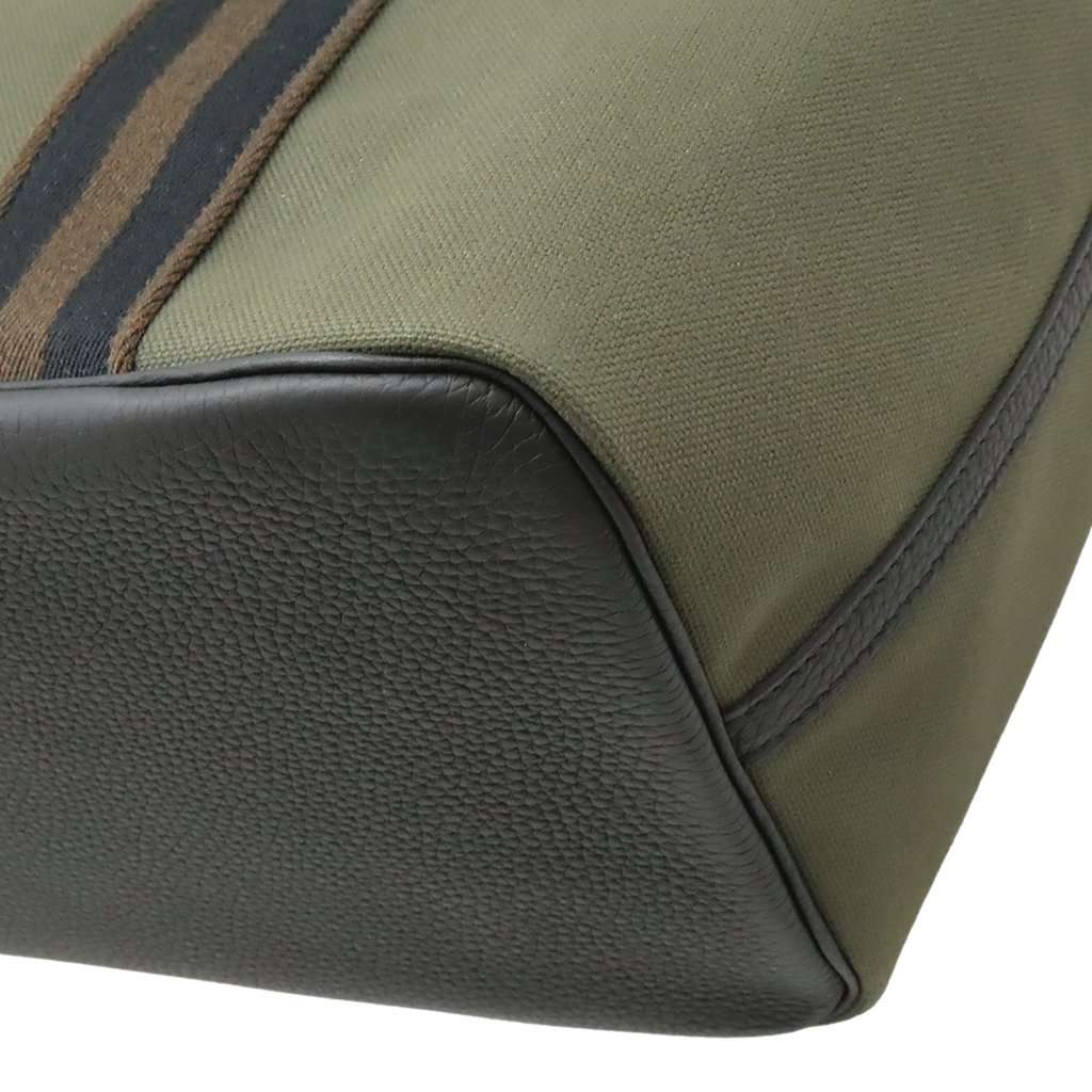 Hermès Toile Militaire and Clemence Pursangle Tote Green Very good - Box View