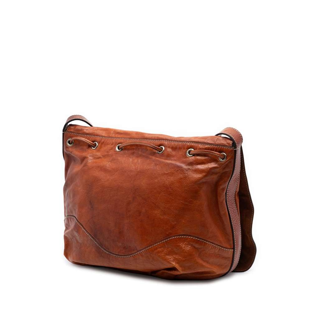 Gucci Calfskin Tattoo Heart Tribeca Crossbody Brown Leather Very good condition - Back View