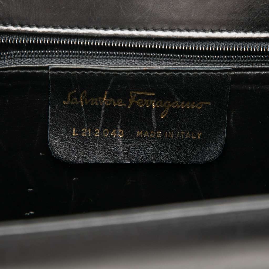 Salvatore Ferragamo Calfskin Metal Top Handle Bag Black Leather Very good condition - Box View