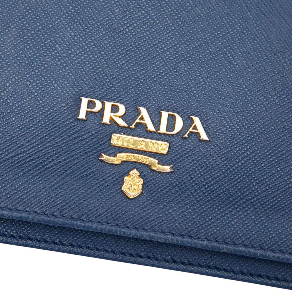 Prada Saffiano Lux Wallet on Chain Blue Leather Very good condition - Box View