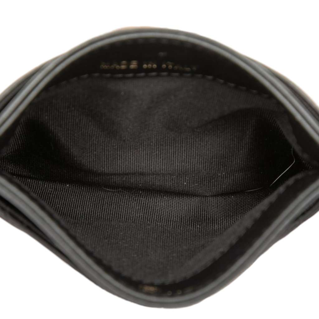 Chanel Quilted Lambskin Boy Card Holder Black Leather Very good condition - Model View
