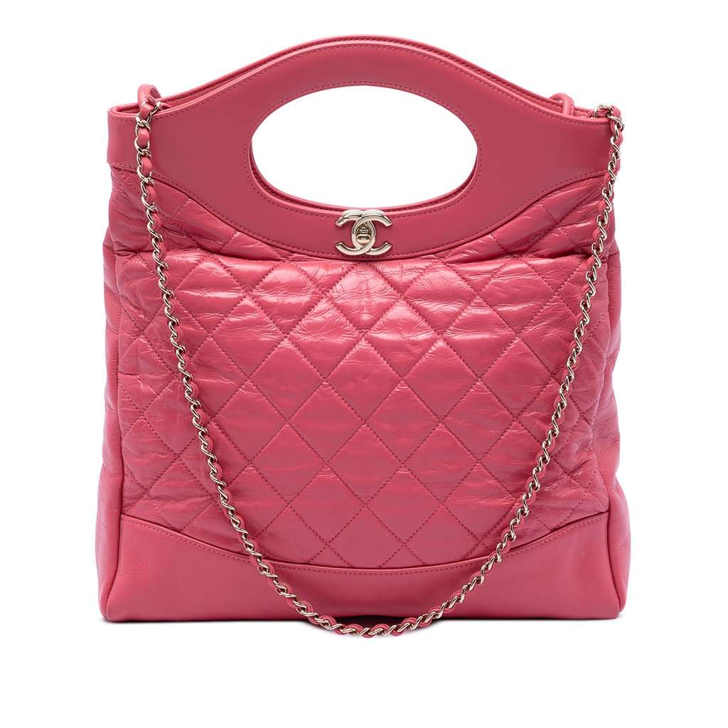 Chanel Small Quilted Shiny Aged Calfskin 31 Shopping Bag Pink Leather Very good condition - Front View