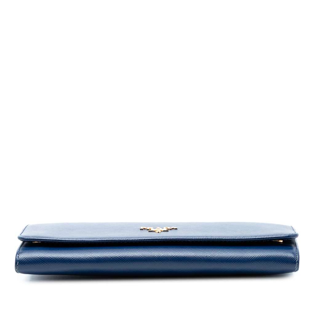 Prada Saffiano Wallet On Chain Blue Leather Very good condition - Inside View