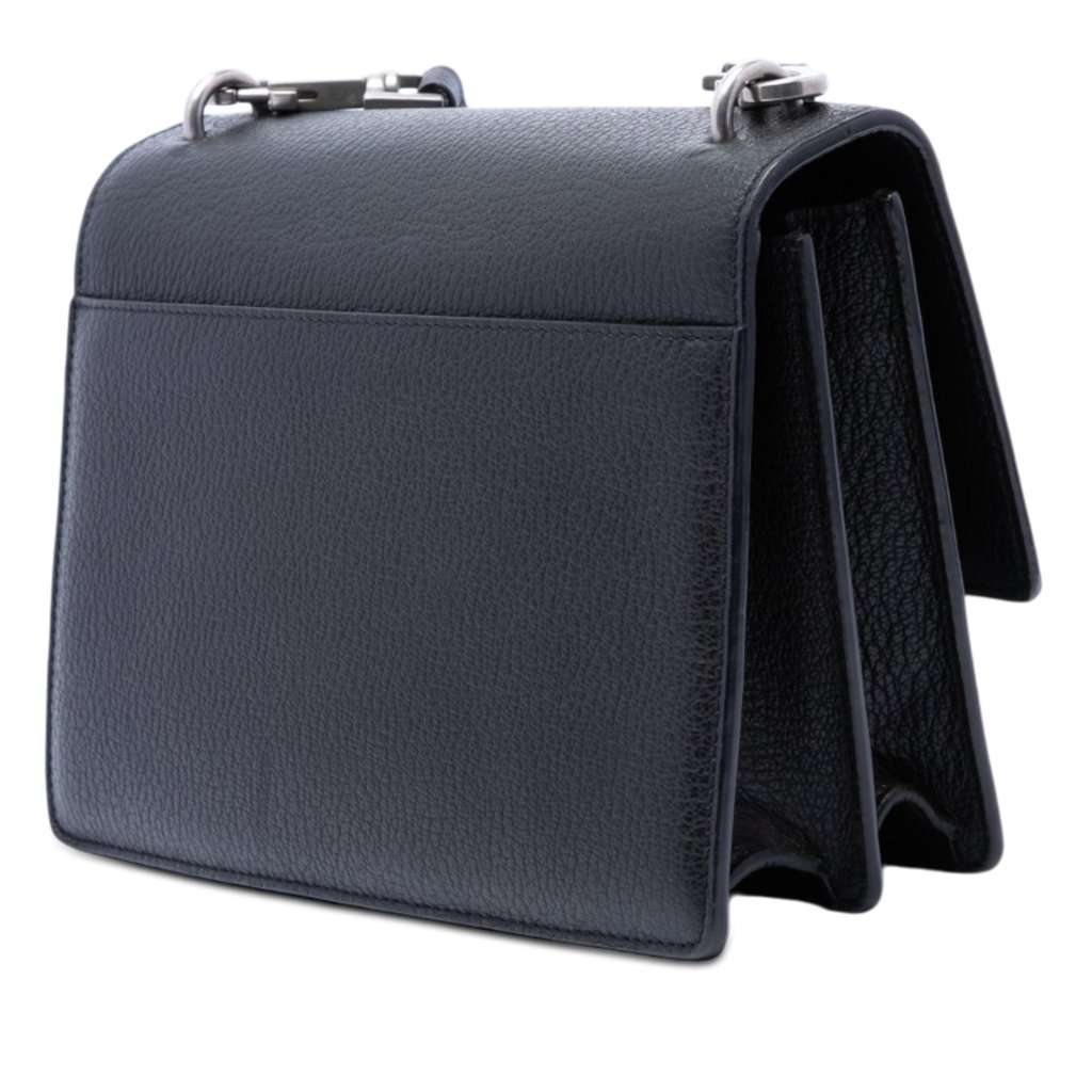 Saint Laurent Medium Grained Calfskin Monogram Sunset Crossbody Black Leather Very good - Back View