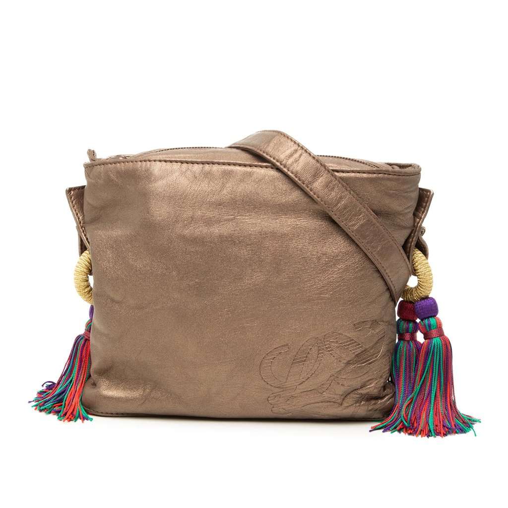 Loewe Nappa Metallic Flamenco Tassel Crossbody Brown Leather Very good condition - Front View