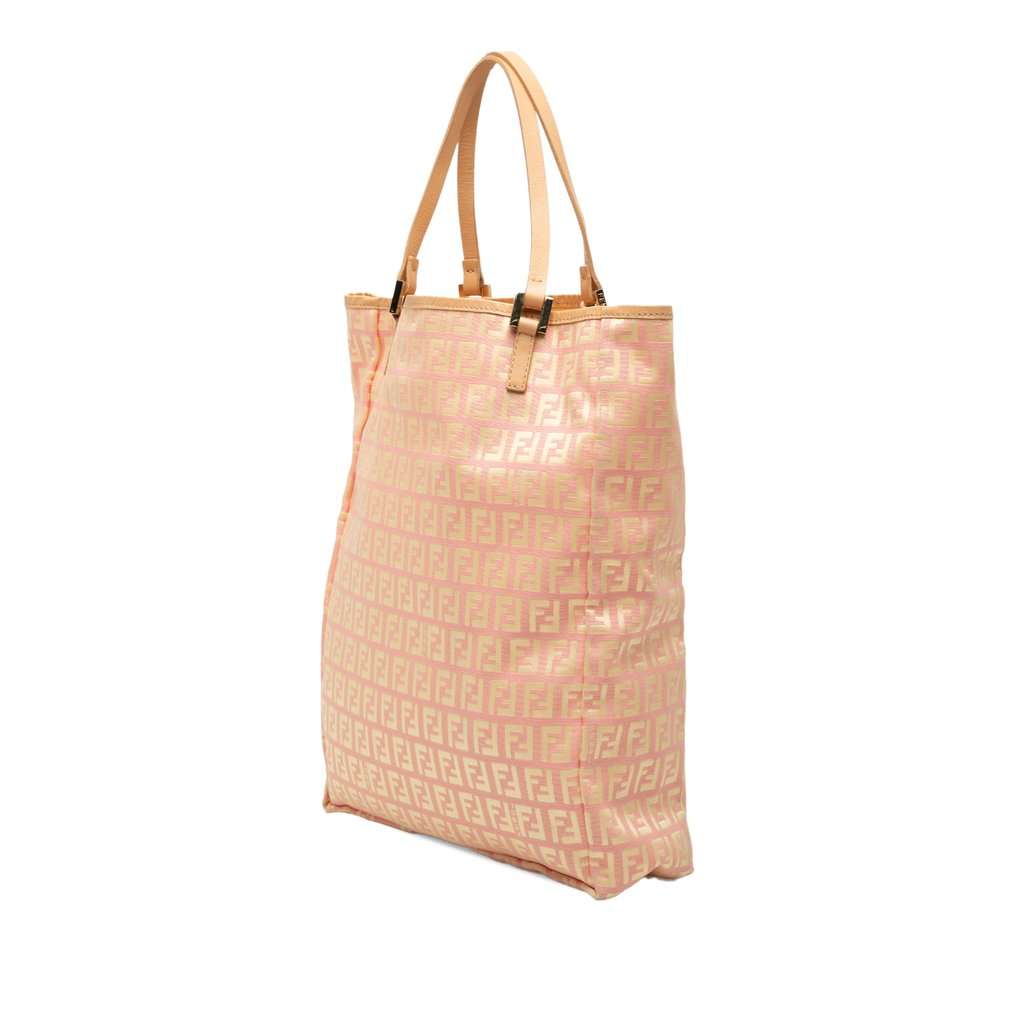 Fendi Zucchino Canvas Vertical Tote Pink Very good - Back View