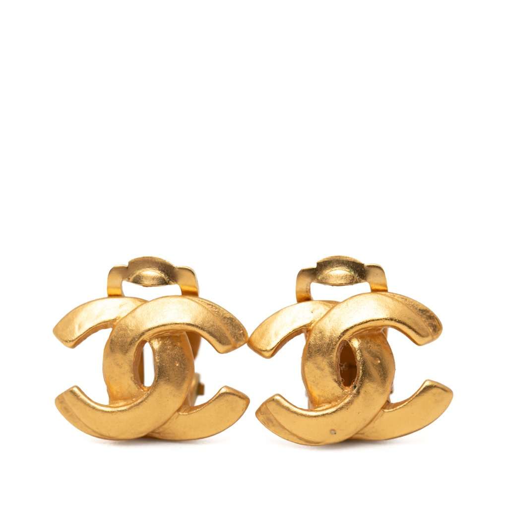 Chanel Gold Plated CC Clip On Earrings Gold Metal Very good condition - Front View