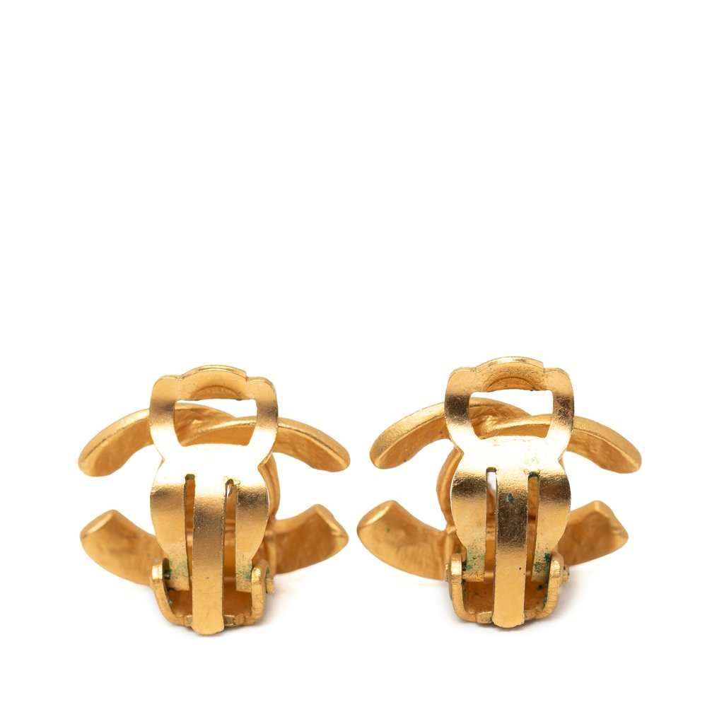 Chanel Gold Plated CC Clip On Earrings Gold Metal Very good condition - Back View