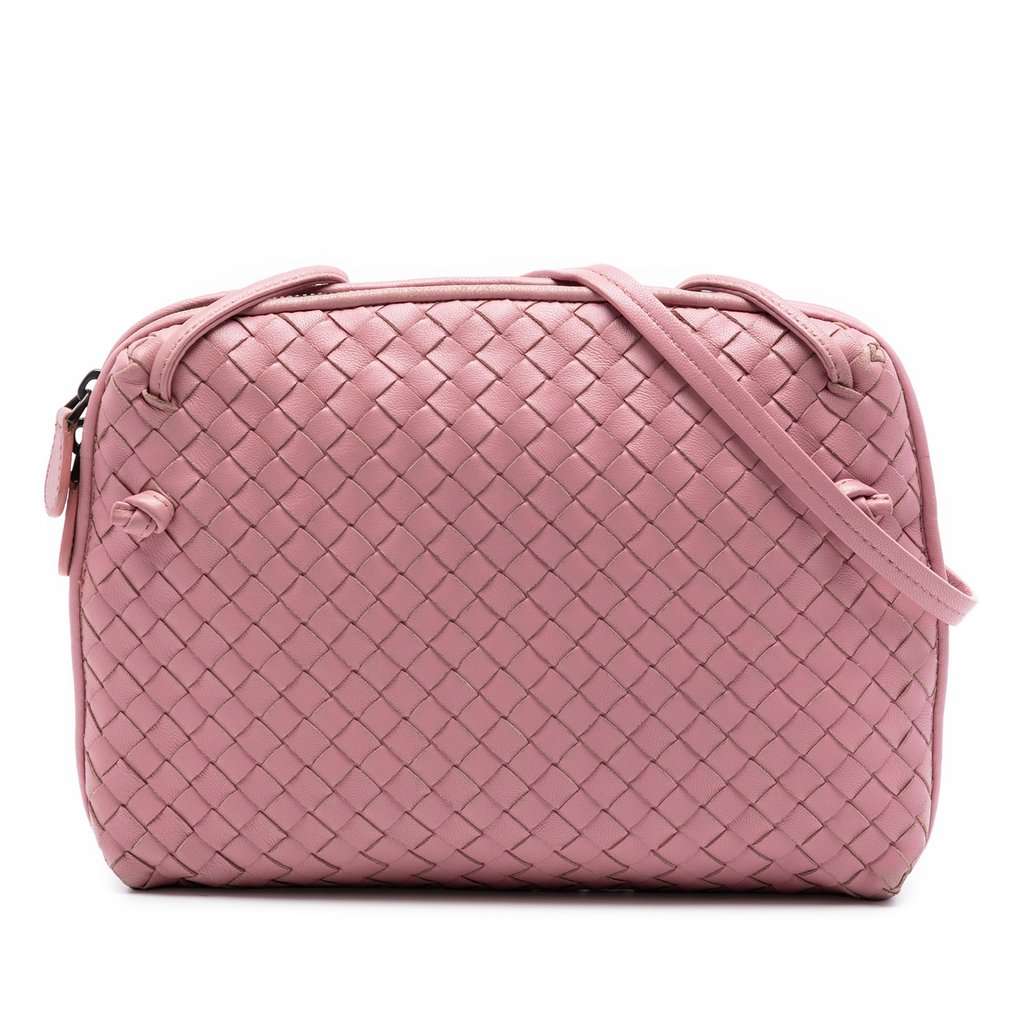 Bottega Veneta Nappa Intrecciato Nodini Crossbody Pink Leather Very good - Front View