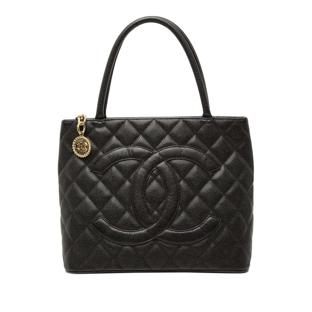 Chanel Caviar Medallion Tote Black Leather Very good condition - Front View