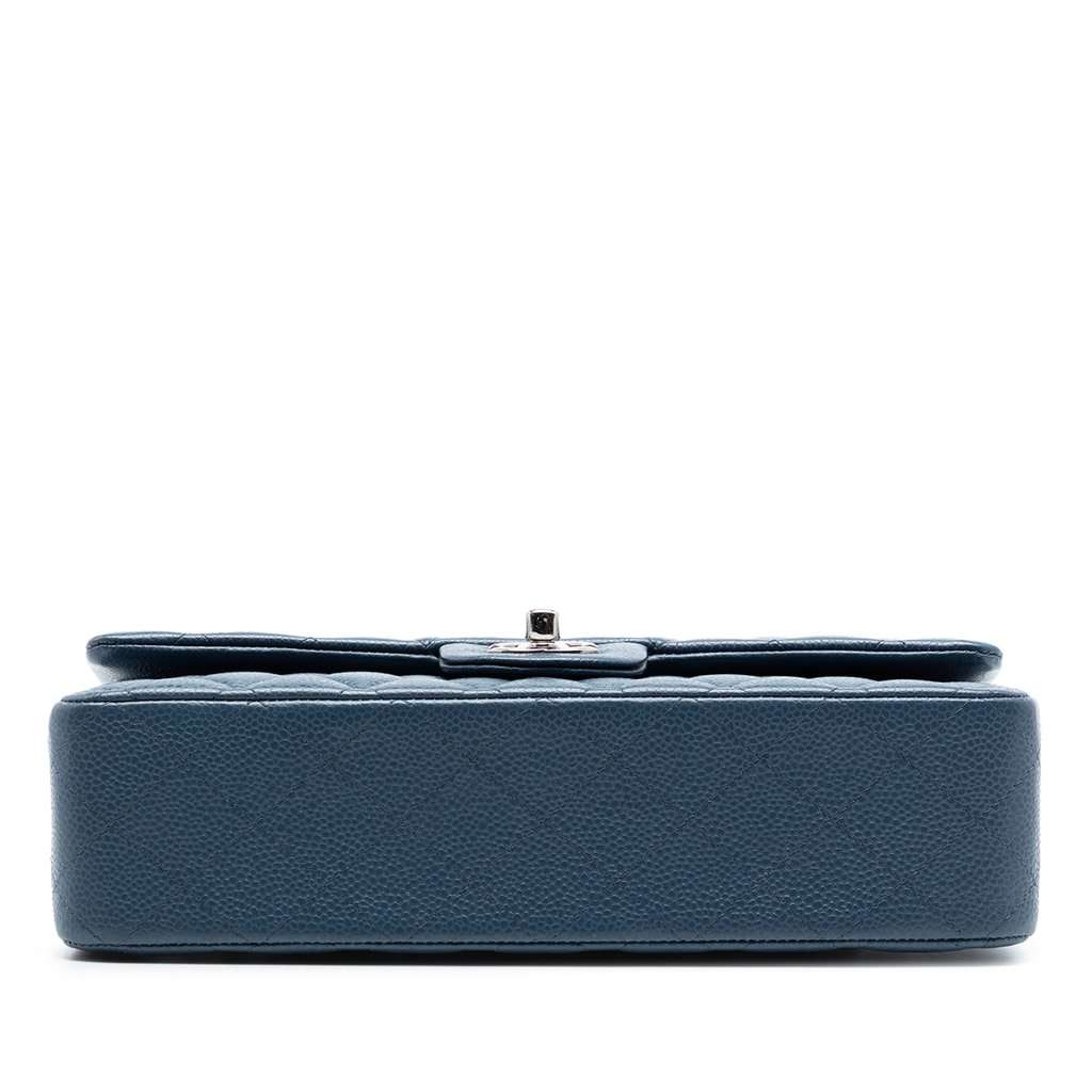 Chanel Medium Classic Caviar Double Flap Blue Leather Very good - Inside View