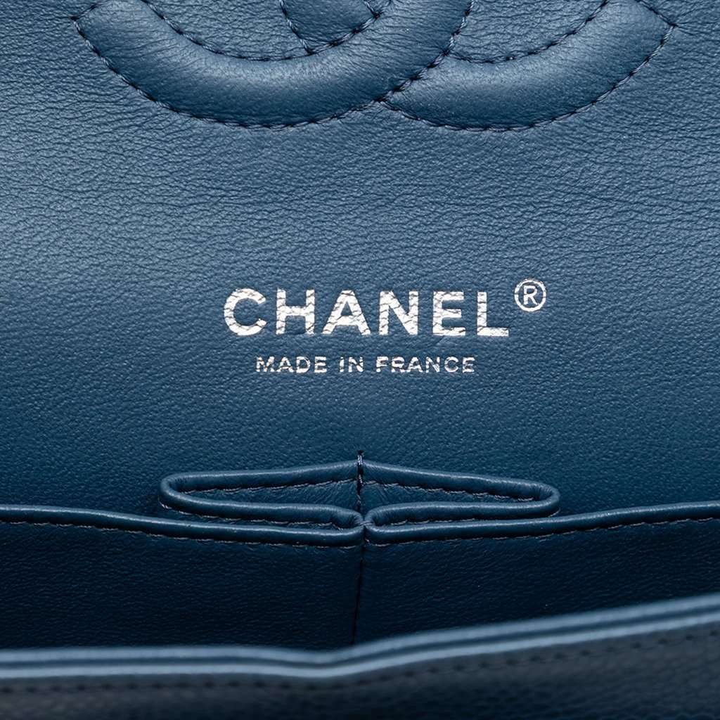 Chanel Medium Classic Caviar Double Flap Blue Leather Very good - Box View