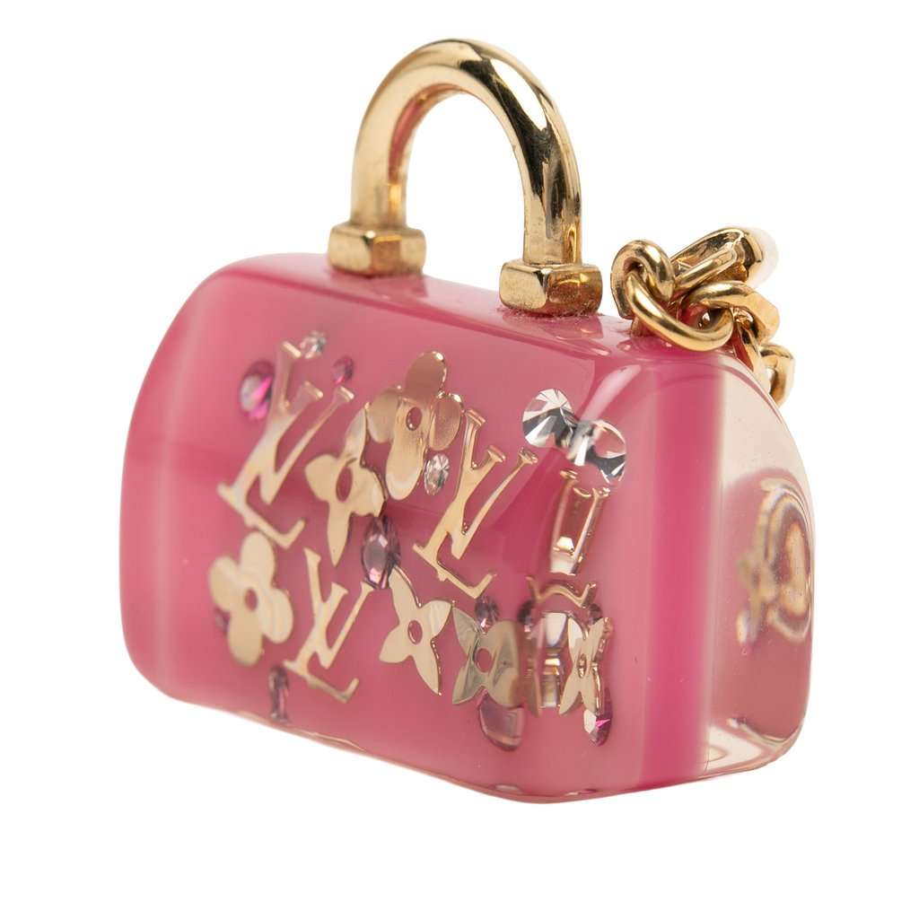 Louis Vuitton Resin Speedy Inclusion Key Holder and Bag Charm Pink Plastic Very good condition - Back View