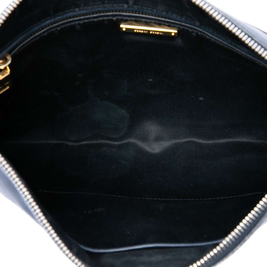 Miu Miu Studded Leather Zip Clutch Blue Leather Very good - Model View