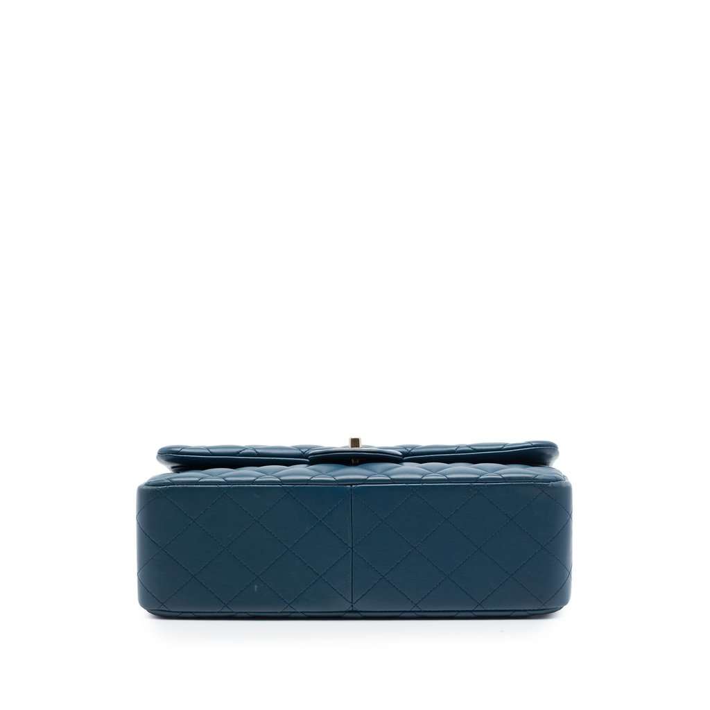 Chanel Jumbo Classic Lambskin Double Flap Blue Leather Very good - Inside View