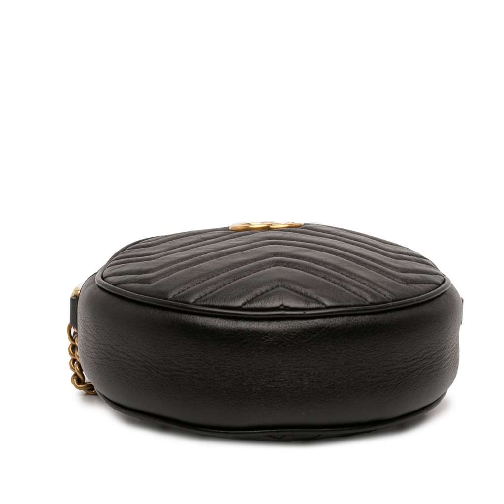 Gucci Mini GG Marmont Matelasse Leather Round Crossbody Black Leather Very good - Inside View