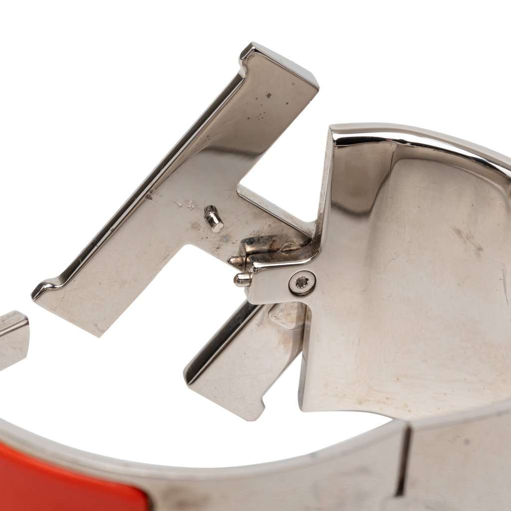Hermès Extra Wide Enamel Clic Clac H Bracelet PM Orange Very good condition - Box View