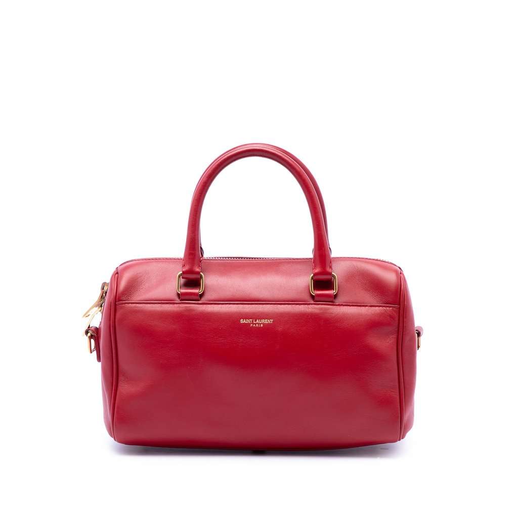 Saint Laurent Baby Leather Classic Duffle Satchel Red Leather Very good condition - Front View