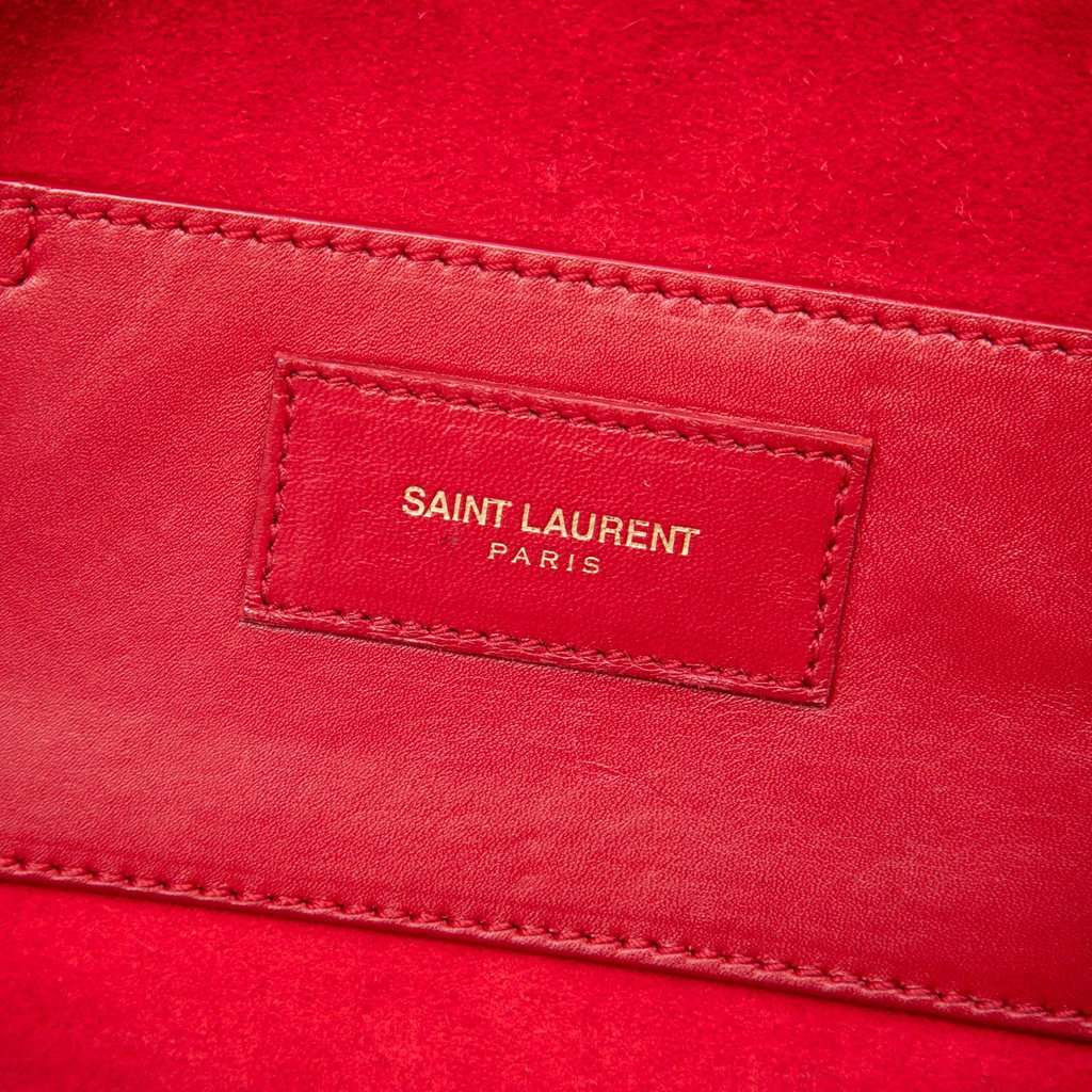 Saint Laurent Baby Leather Classic Duffle Satchel Red Leather Very good condition - Box View