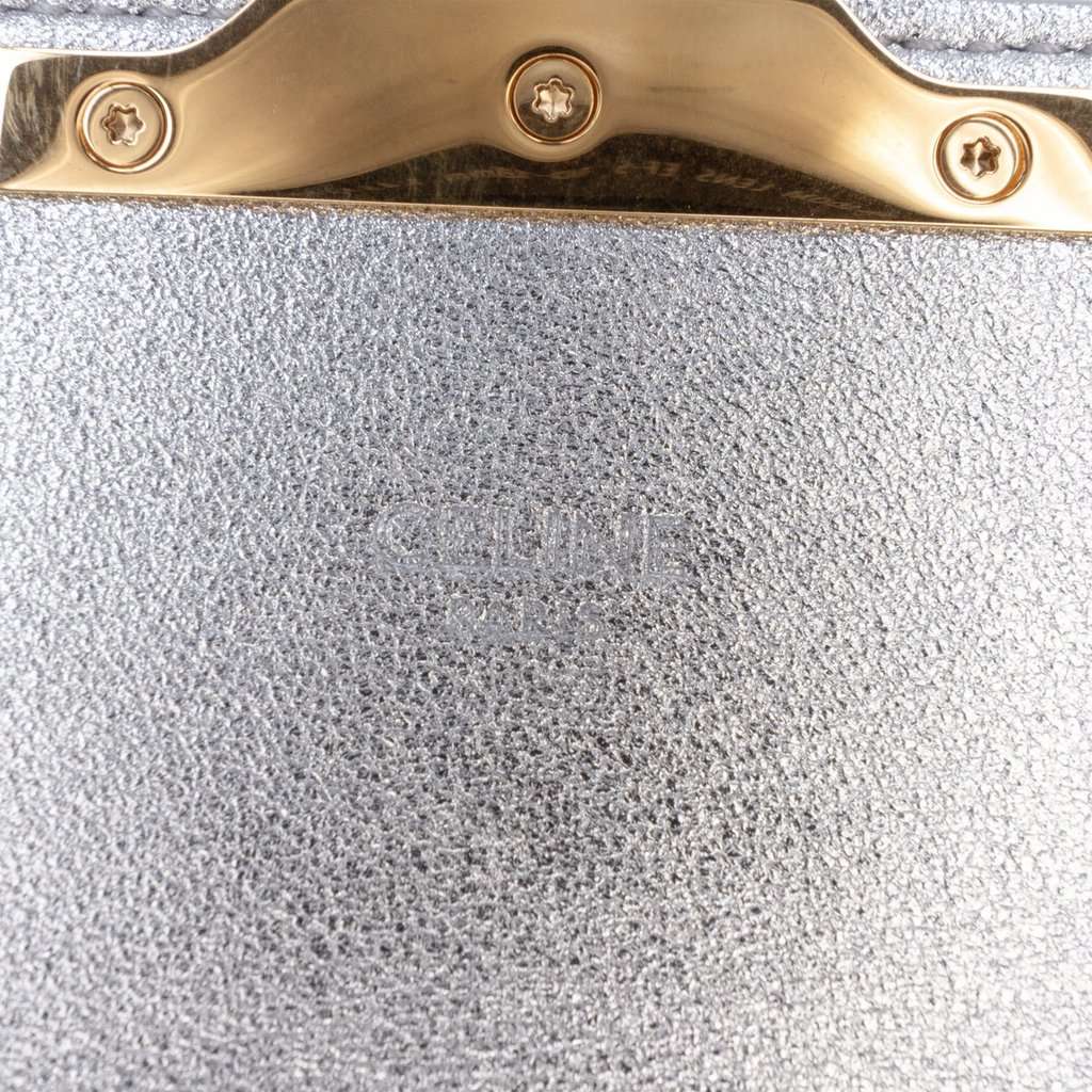 Celine Triomphe All Over Laminated Calfskin Claude Shoulder Bag Silver Leather Very good - Box View