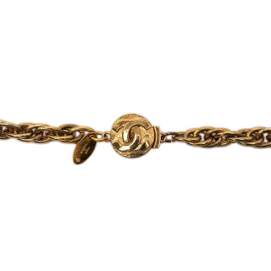 Chanel CC Gold Plated Centaur Medallion Pendant Necklace Gold Metal Very good condition - Box View