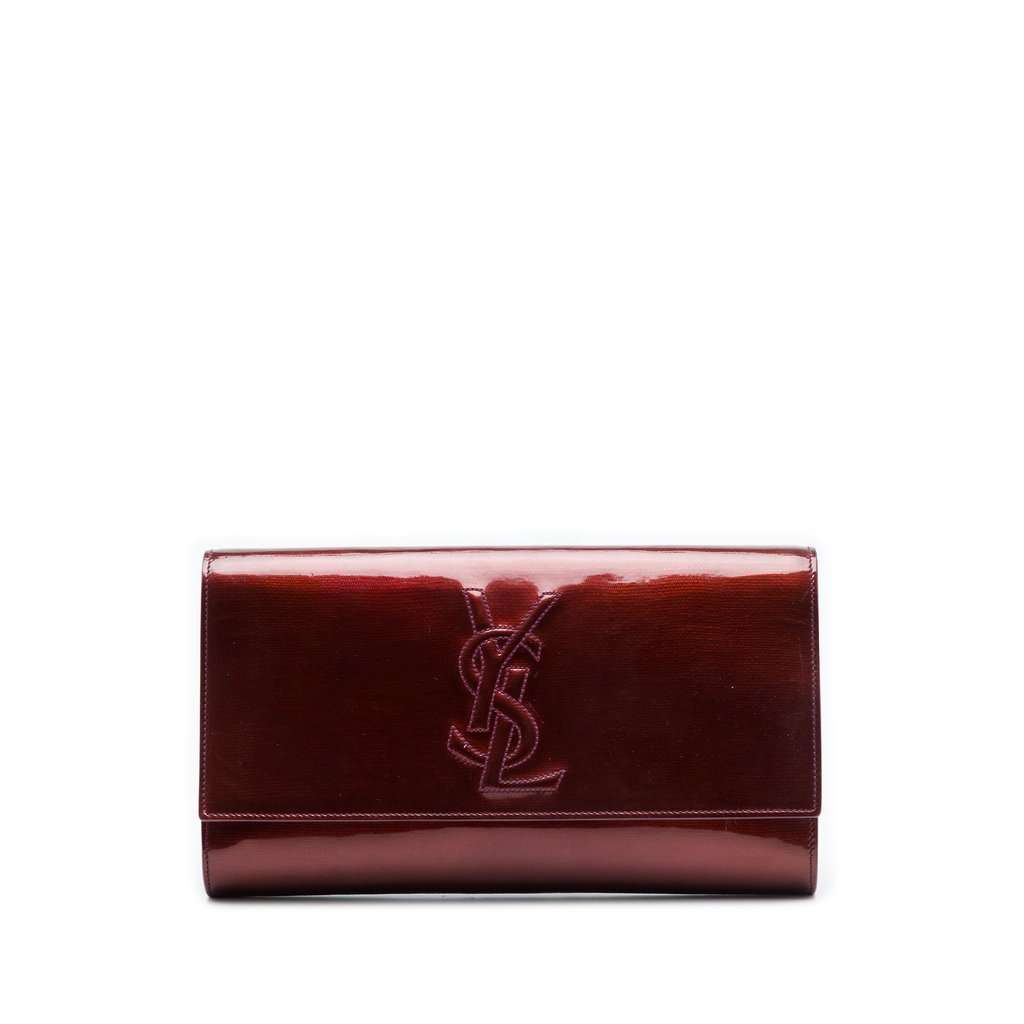 Saint Laurent Large Patent Belle De Jour Clutch Red Leather Very good - Front View
