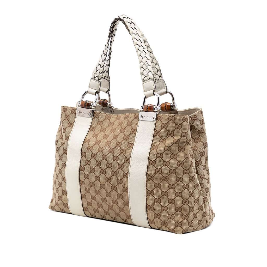 Gucci Medium GG Canvas Bamboo Libeccio Tote Beige Very good - Back View