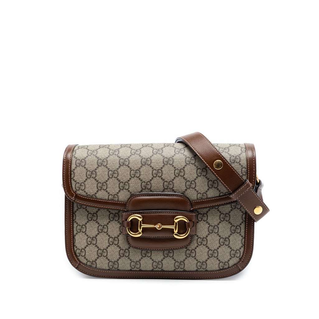 Gucci Medium GG Supreme Horsebit 1955 Shoulder Bag Beige Very good condition - Front View