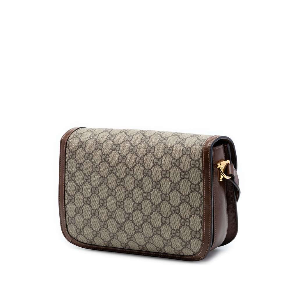 Gucci Medium GG Supreme Horsebit 1955 Shoulder Bag Beige Very good condition - Back View