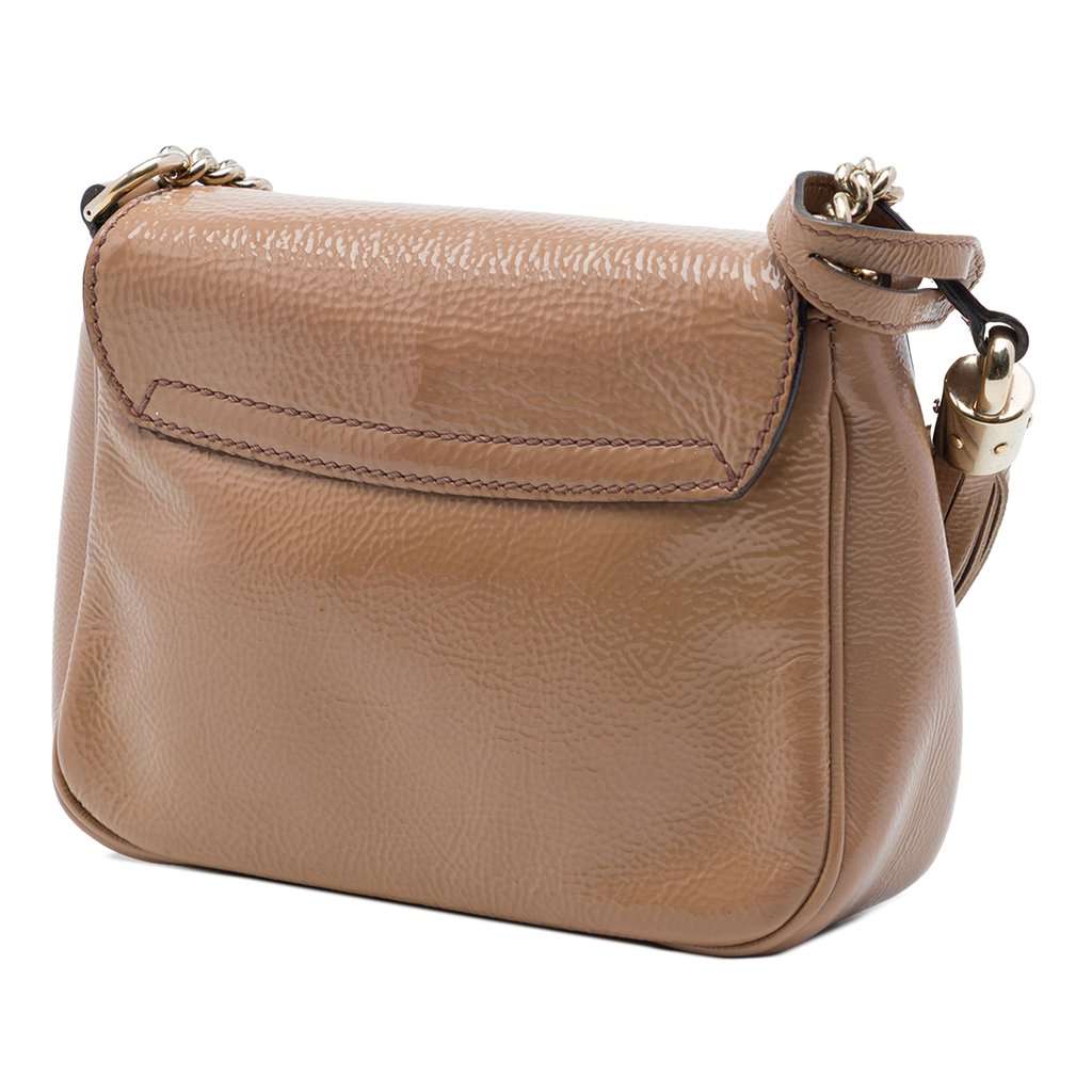 Gucci Small Patent Soho Chain Flap Crossbody Brown Leather Very good - Back View