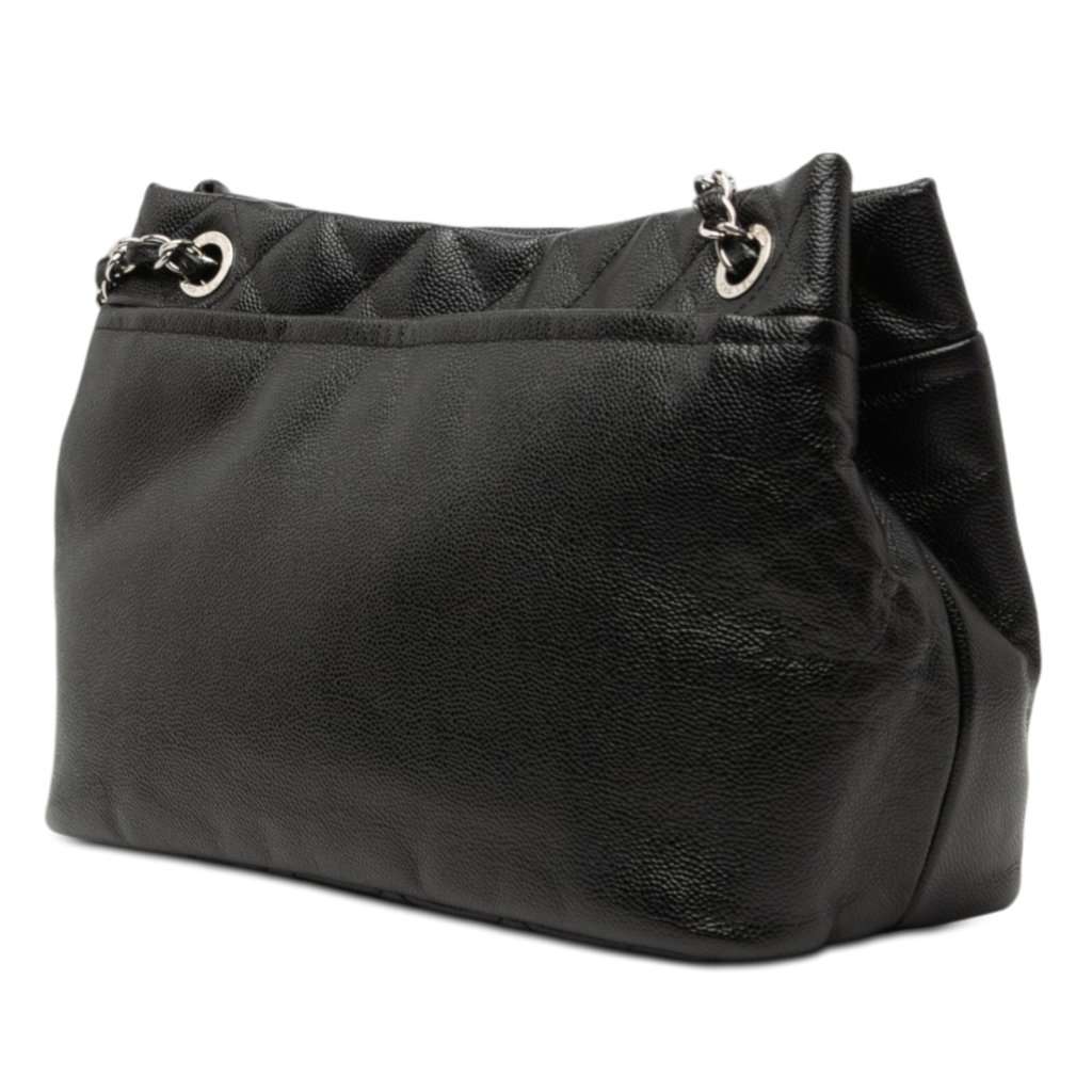 Chanel CC Caviar Timeless Soft Tote Black Leather Very good condition - Back View