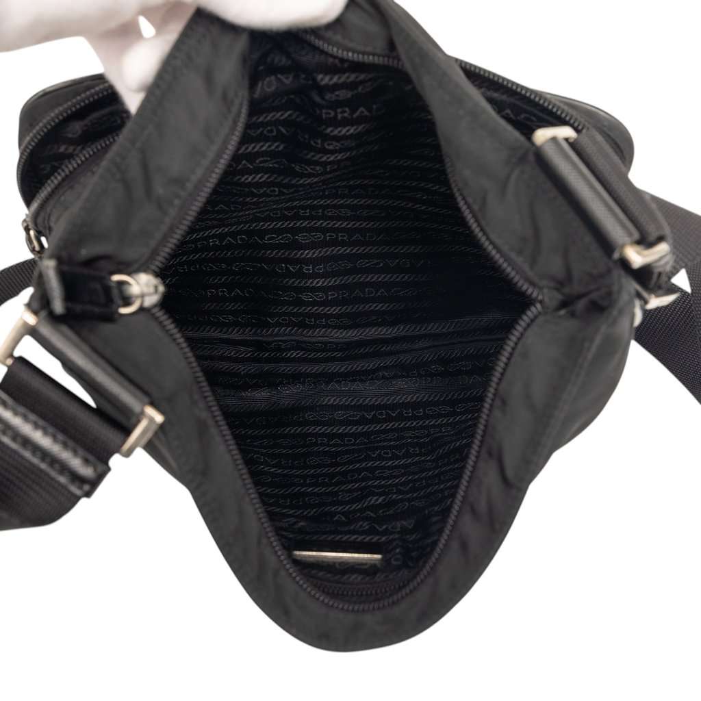 Prada Tessuto Zip Top Crossbody Black Very good condition - Model View