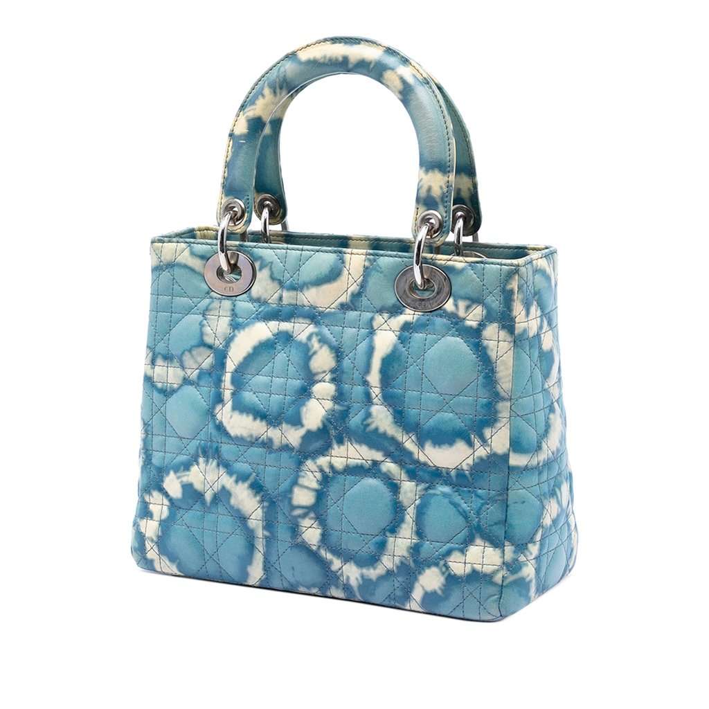 Dior Medium Calfskin Tie Dye Print Lady Dior Blue Leather Very good - Back View