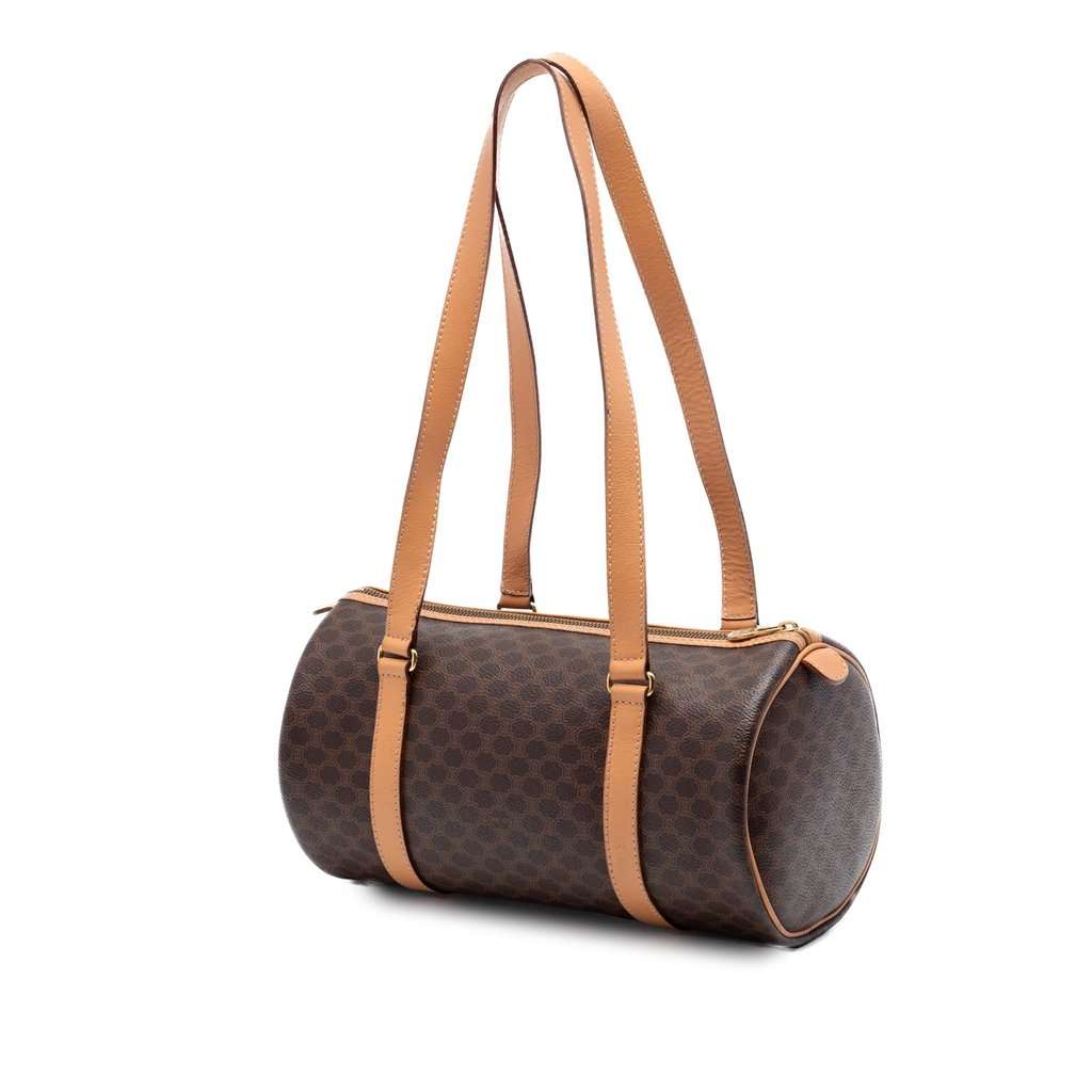 Celine Macadam Coated Canvas Shoulder Bag Brown Very good condition - Back View