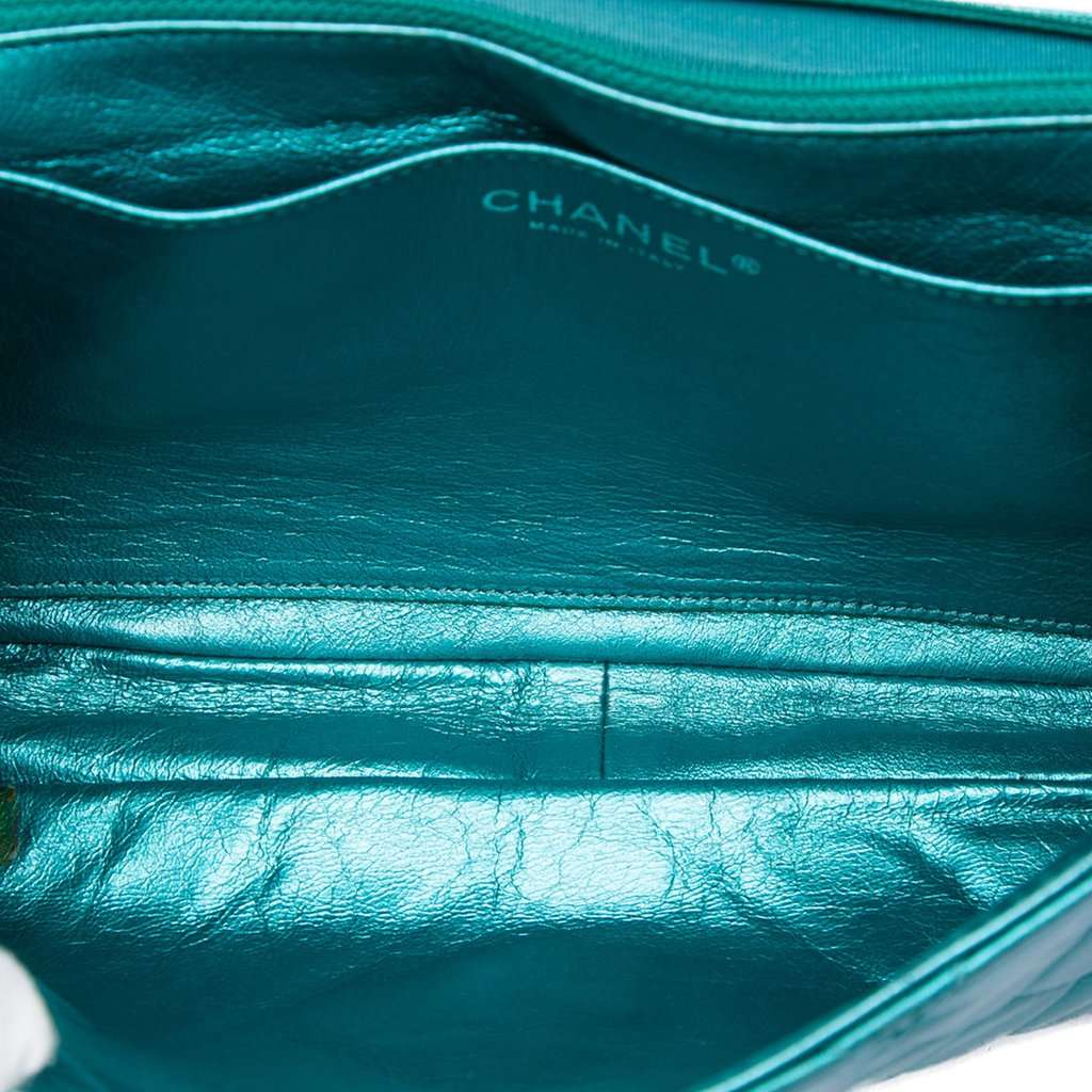 Chanel Quilted Metallic Calfskin Reissue 2.55 Flap 226 Blue Leather Very good - Model View