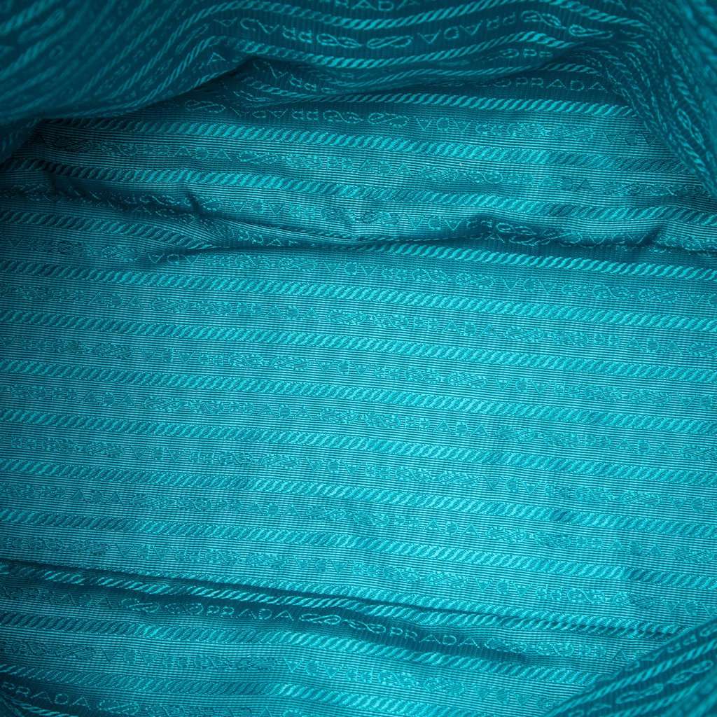 Prada Vitello Daino Open Convertible Tote Blue Leather Very good - Model View