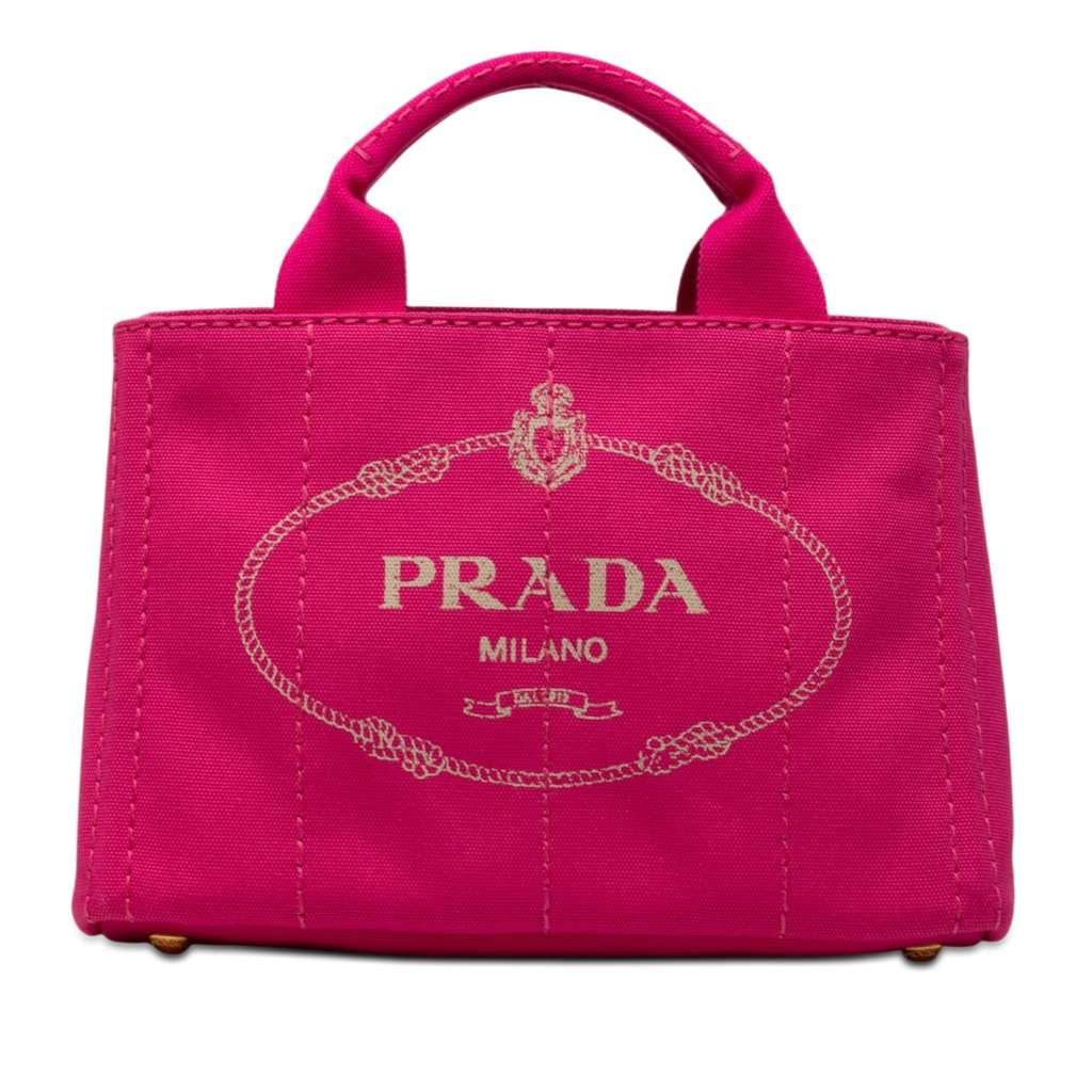 Prada Small Canvas Canapa Logo Satchel Pink Very good condition - Front View