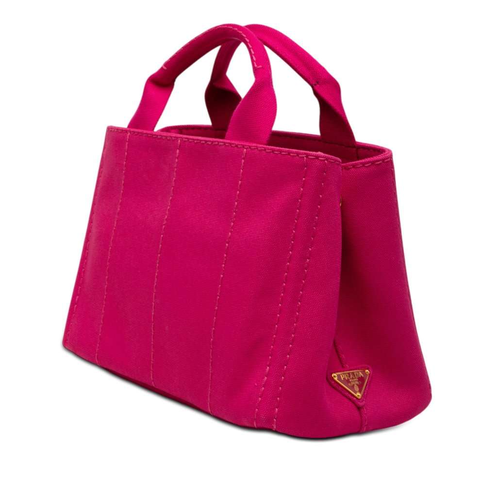 Prada Small Canvas Canapa Logo Satchel Pink Very good condition - Back View