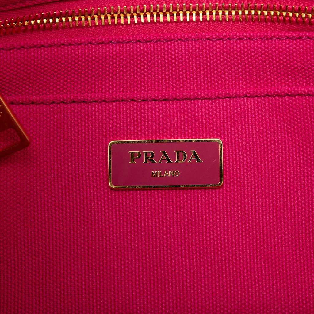 Prada Small Canvas Canapa Logo Satchel Pink Very good condition - Box View