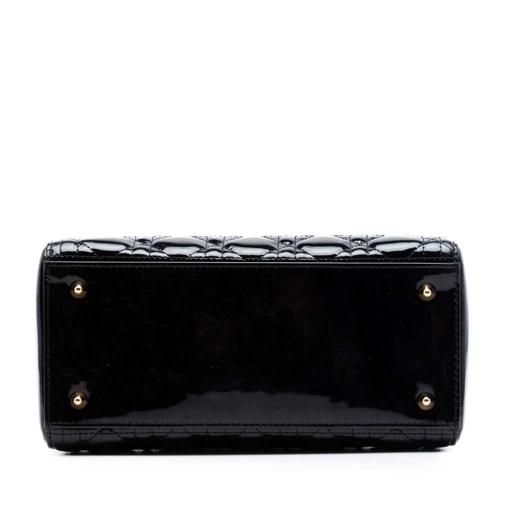 Dior Medium Patent Cannage Lady Dior Black Leather Very good condition - Inside View