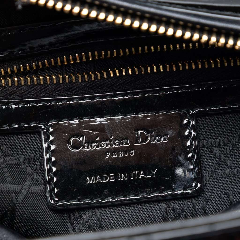 Dior Medium Patent Cannage Lady Dior Black Leather Very good condition - Box View
