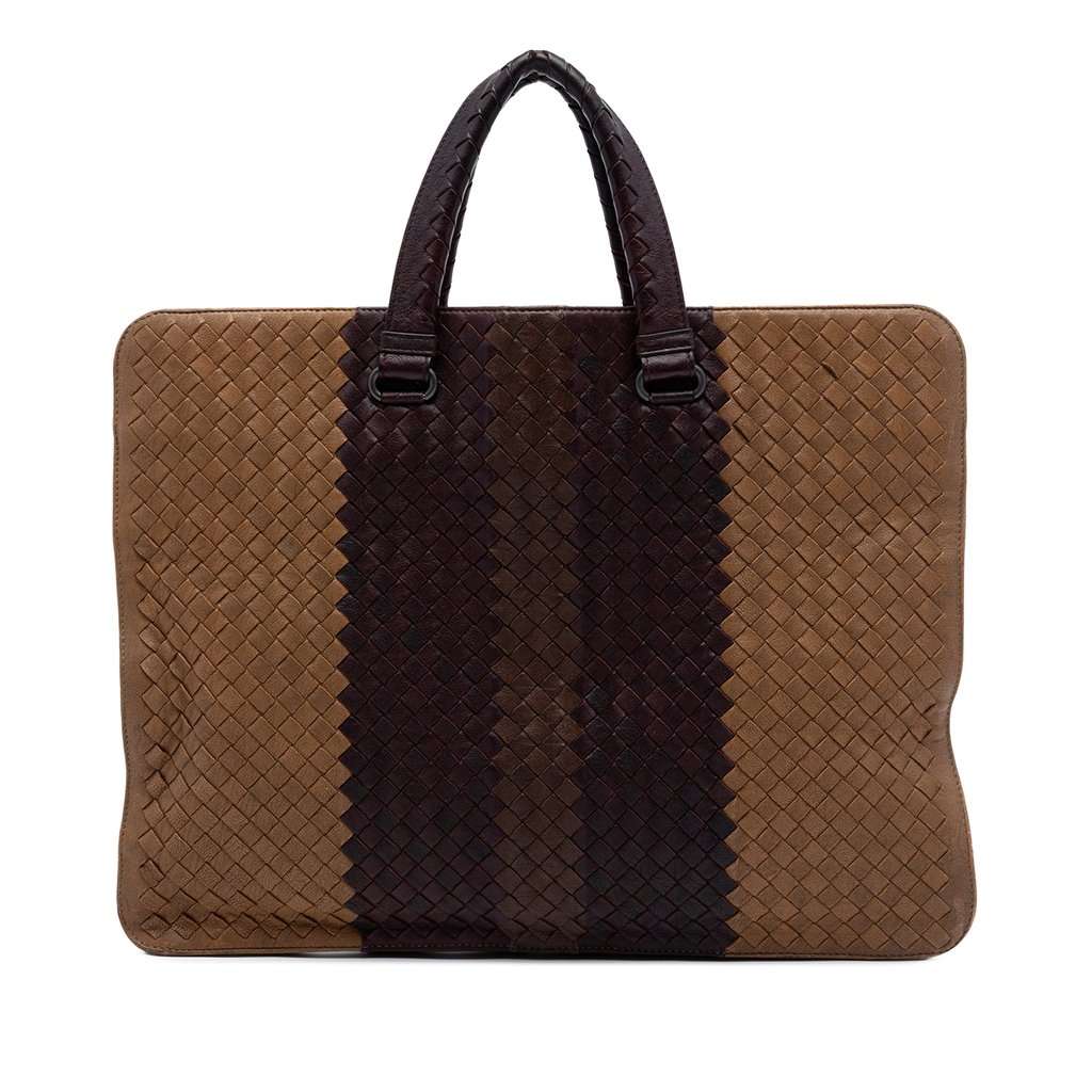 Bottega Veneta Nappa Intrecciato Club Fume Briefcase Brown Leather Very good condition - Front View
