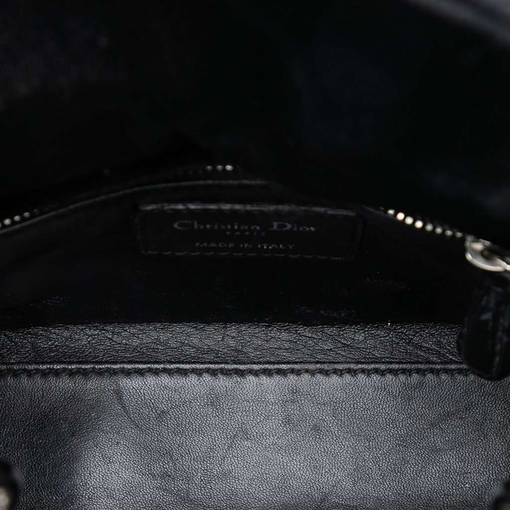 Dior Mini Satin Cannage Crystal Embellished Lady Dior Black Very good condition - Model View