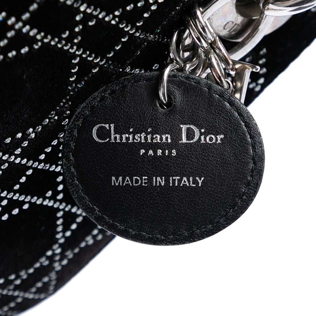 Dior Mini Satin Cannage Crystal Embellished Lady Dior Black Very good condition - Box View